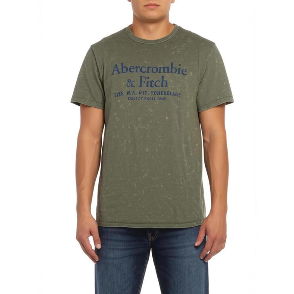 Abercrombie & Fitch M Olive Distressed Faded Graphic Vintage
